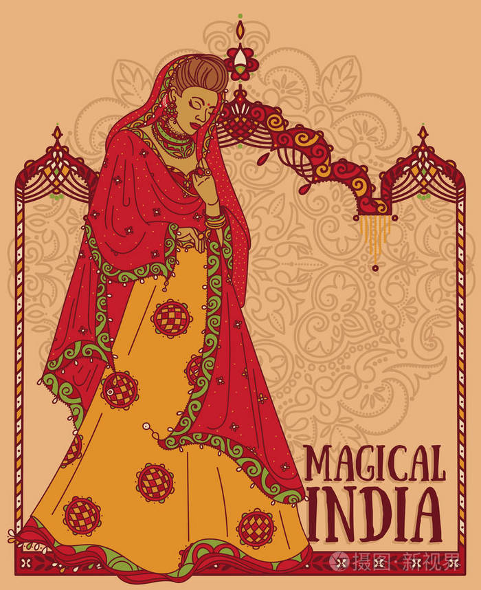 印度古代美女卡通_印度古风美女_印度美女绘画